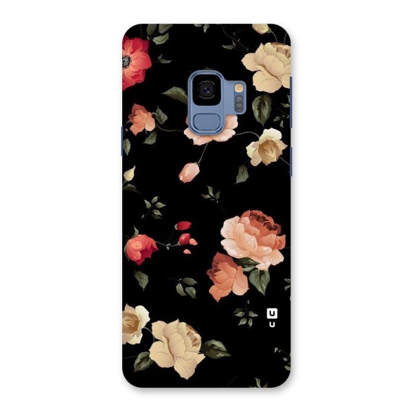 Black Artistic Floral Back Case for Galaxy S9