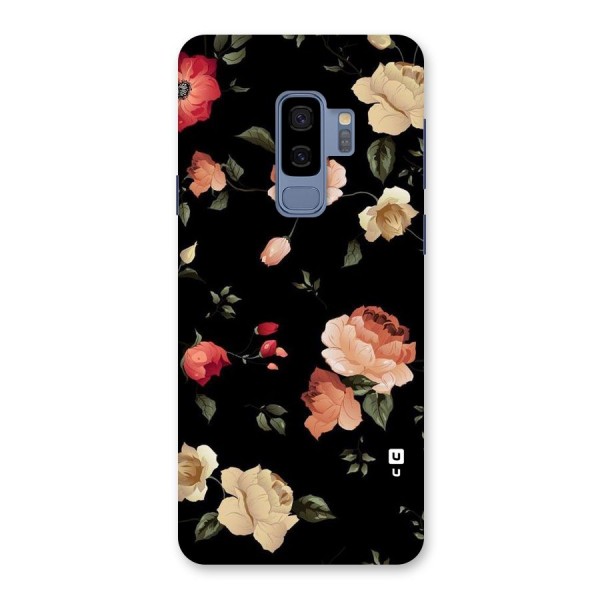 Black Artistic Floral Back Case for Galaxy S9 Plus