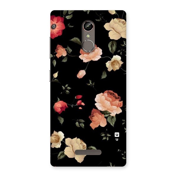 Black Artistic Floral Back Case for Gionee S6s