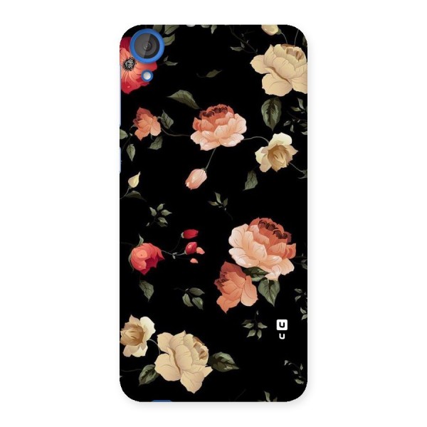 Black Artistic Floral Back Case for HTC Desire 820s