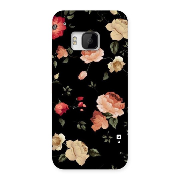 Black Artistic Floral Back Case for HTC One M9