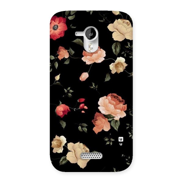 Black Artistic Floral Back Case for Micromax Canvas HD A116