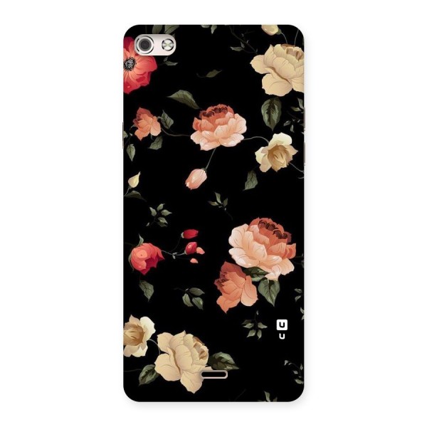 Black Artistic Floral Back Case for Micromax Canvas Silver 5
