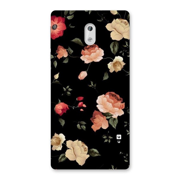 Black Artistic Floral Back Case for Nokia 3