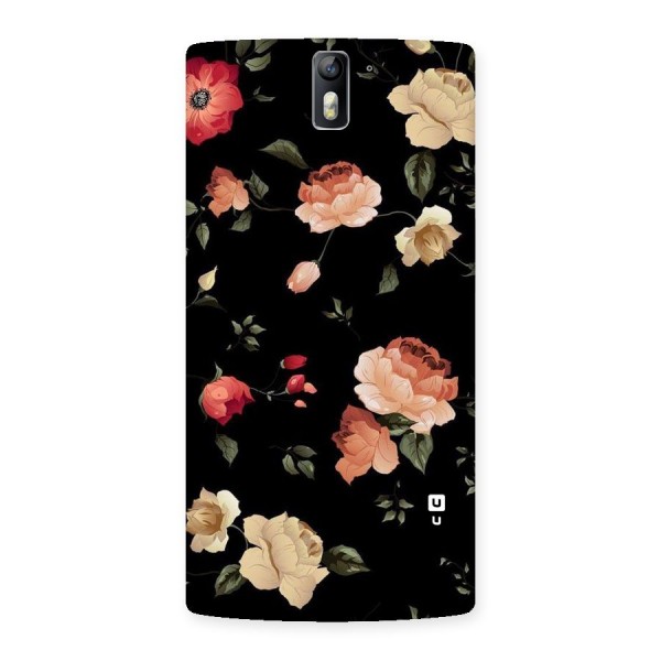 Black Artistic Floral Back Case for One Plus One