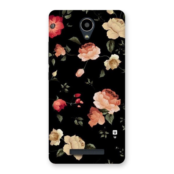 Black Artistic Floral Back Case for Redmi Note 2