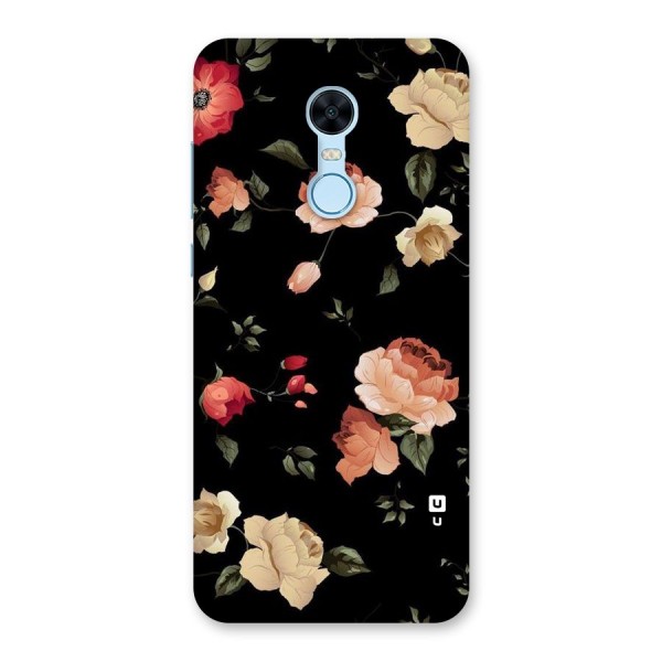 Black Artistic Floral Back Case for Redmi Note 5