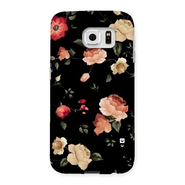Black Artistic Floral Back Case for Samsung Galaxy S6