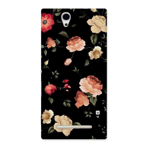 Black Artistic Floral Back Case for Sony Xperia C3