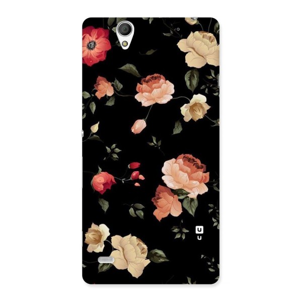 Black Artistic Floral Back Case for Sony Xperia C4