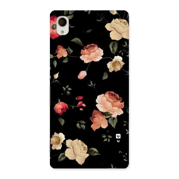 Black Artistic Floral Back Case for Sony Xperia M4