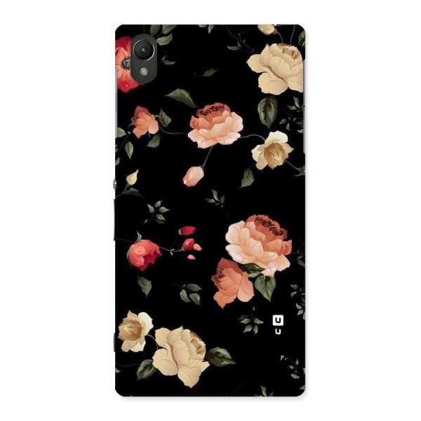 Black Artistic Floral Back Case for Sony Xperia Z1