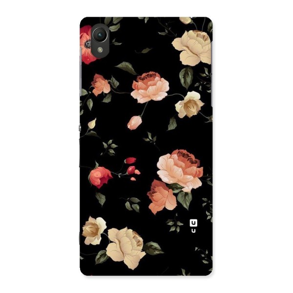Black Artistic Floral Back Case for Sony Xperia Z2