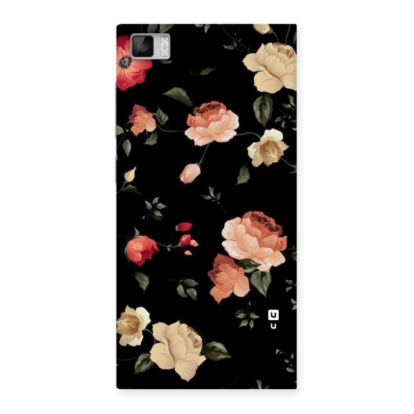 Black Artistic Floral Back Case for Xiaomi Mi3