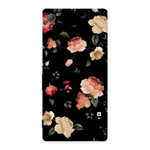 Black Artistic Floral Back Case for Xperia Z3 Plus