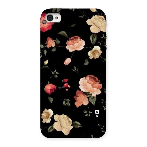 Black Artistic Floral Back Case for iPhone 4 4s