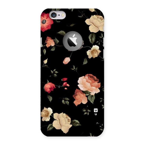 Black Artistic Floral Back Case for iPhone 6 Logo Cut