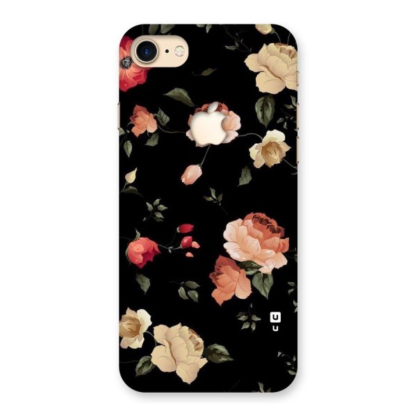 Black Artistic Floral Back Case for iPhone 7 Apple Cut