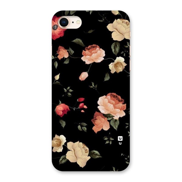 Black Artistic Floral Back Case for iPhone 8