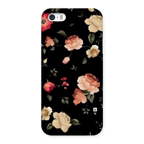 Black Artistic Floral Back Case for iPhone SE