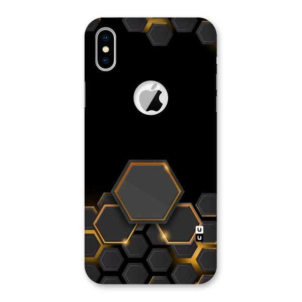 Black Gold Hexa Back Case for iPhone X Logo Cut