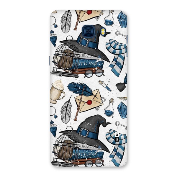Blue Feather Hat Design Back Case for Galaxy C7 Pro