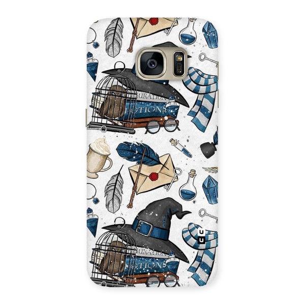 Blue Feather Hat Design Back Case for Galaxy S7