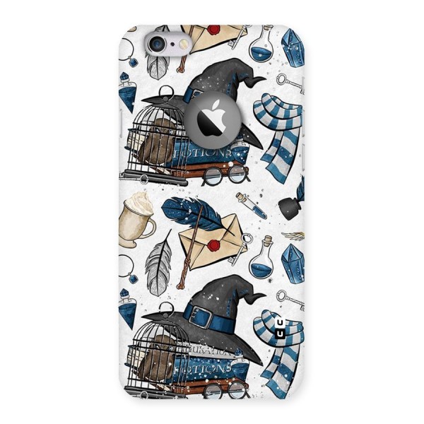 Blue Feather Hat Design Back Case for iPhone 6 Logo Cut