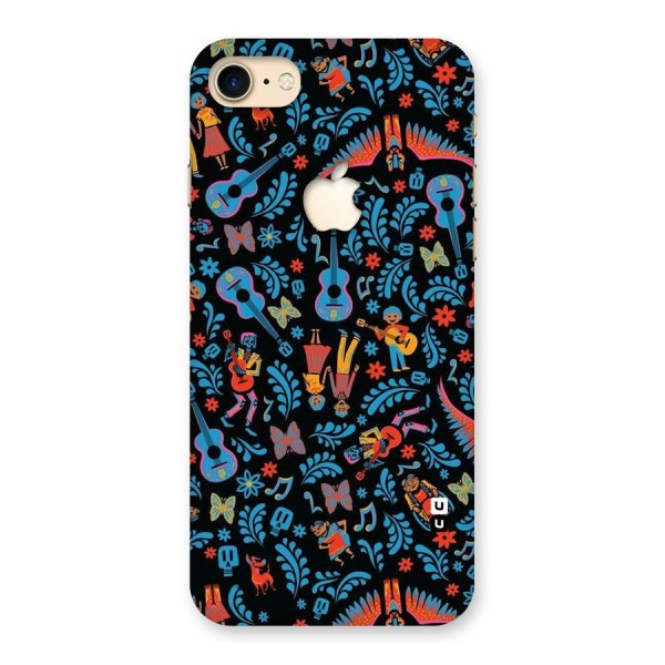Blue Guitar Pattern Back Case for iPhone 7 Apple Cut
