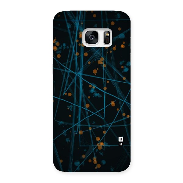 Blue Lines Gold Dots Back Case for Galaxy S7 Edge