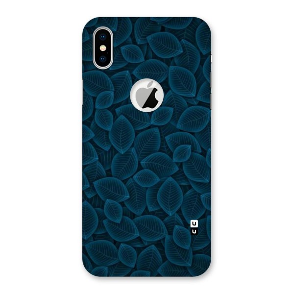 Blue Thin Leaves Back Case for iPhone X Logo Cut