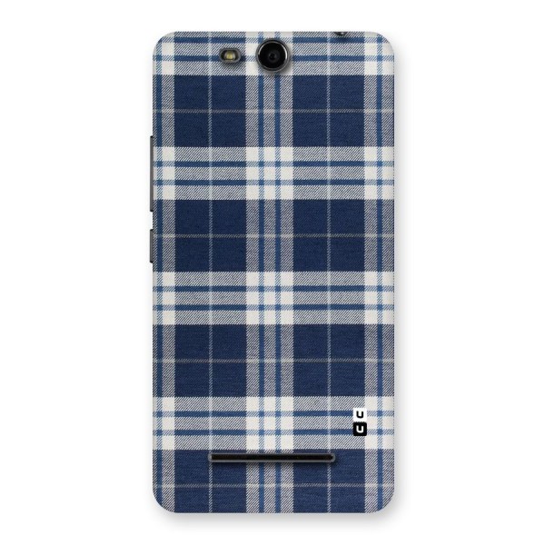 Blue White Check Back Case for Micromax Canvas Juice 3 Q392