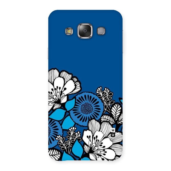 Blue White Flowers Back Case for Galaxy E7