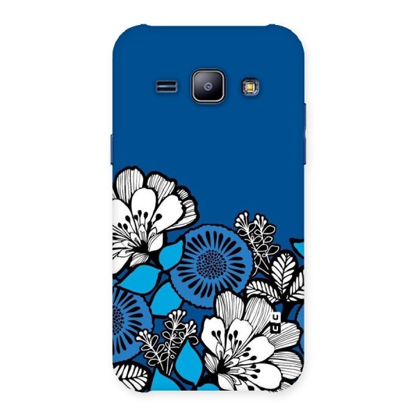 Blue White Flowers Back Case for Galaxy J1
