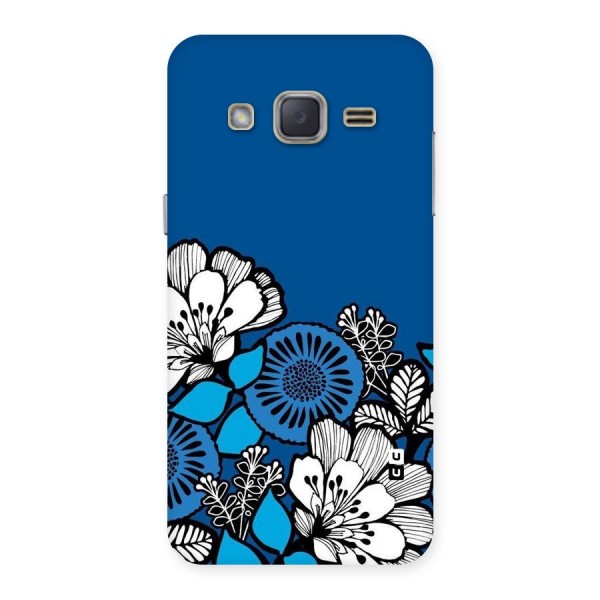 Blue White Flowers Back Case for Galaxy J2
