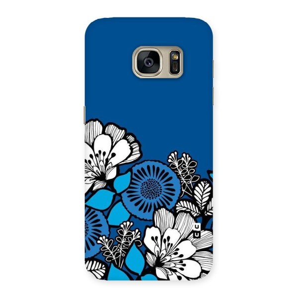 Blue White Flowers Back Case for Galaxy S7