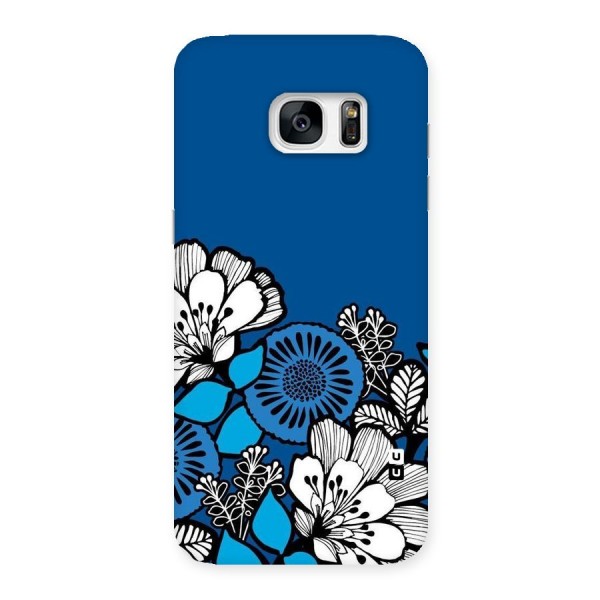Blue White Flowers Back Case for Galaxy S7 Edge
