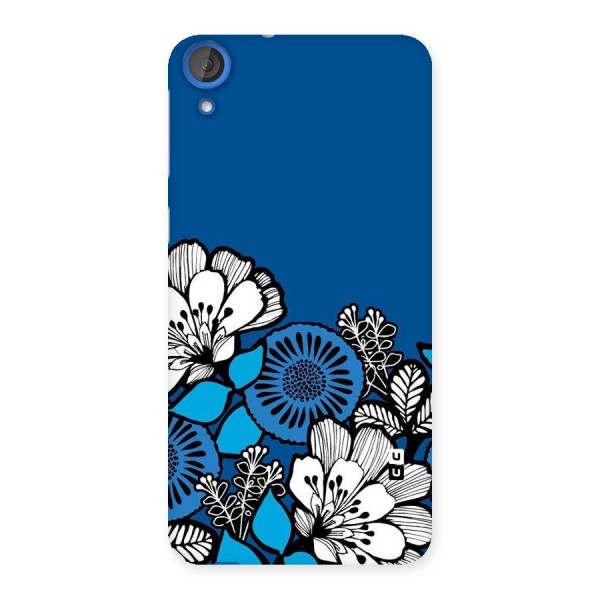 Blue White Flowers Back Case for HTC Desire 820