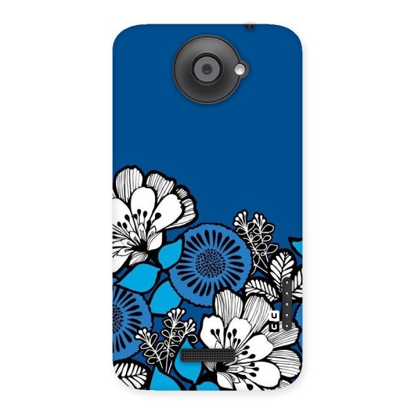 Blue White Flowers Back Case for HTC One X