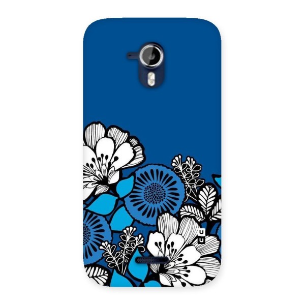 Blue White Flowers Back Case for Micromax Canvas Magnus A117