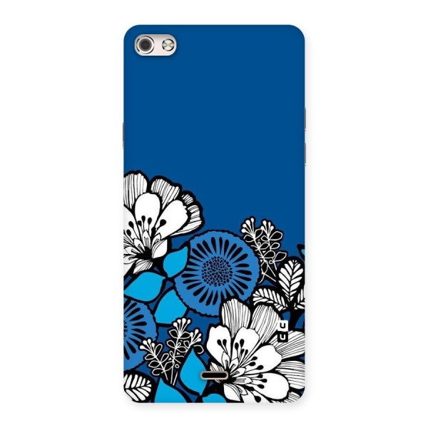 Blue White Flowers Back Case for Micromax Canvas Silver 5