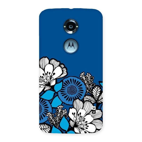 Blue White Flowers Back Case for Moto X 2nd Gen
