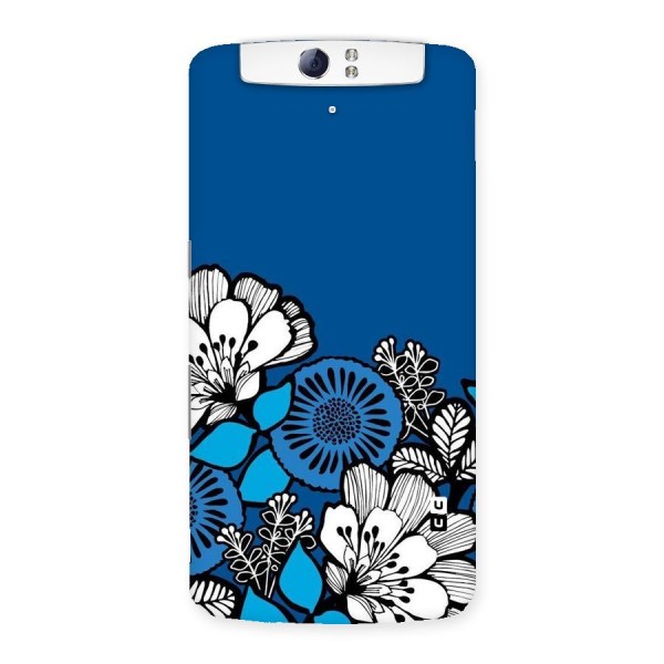 Blue White Flowers Back Case for Oppo N1