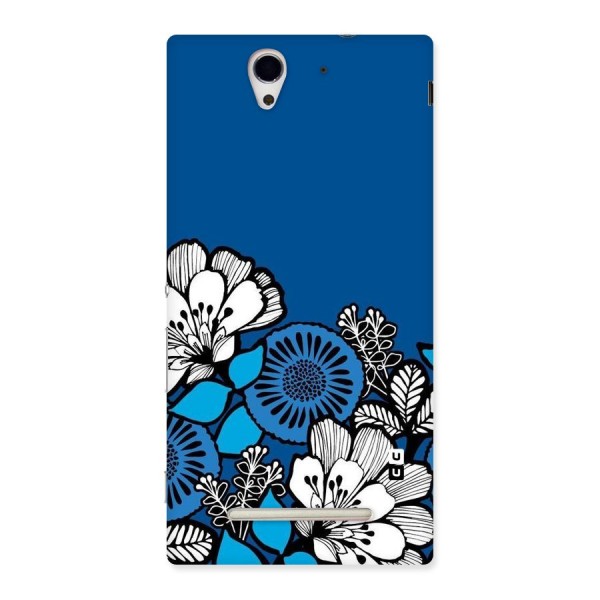 Blue White Flowers Back Case for Sony Xperia C3