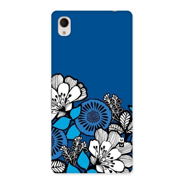 Blue White Flowers Back Case for Sony Xperia M4