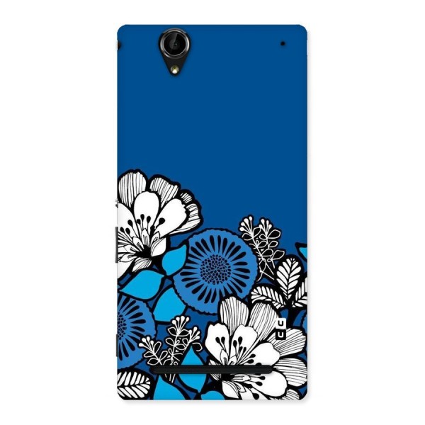 Blue White Flowers Back Case for Sony Xperia T2