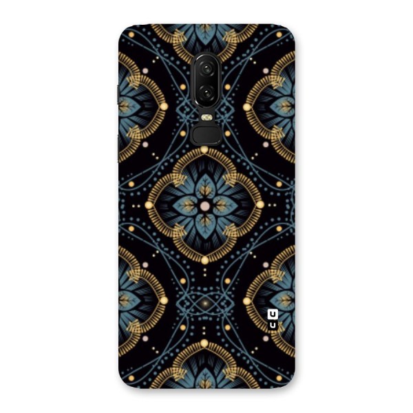 Blue With Black Flower Back Case for OnePlus 6