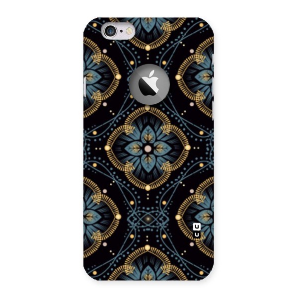 Blue With Black Flower Back Case for iPhone 6 Logo Cut