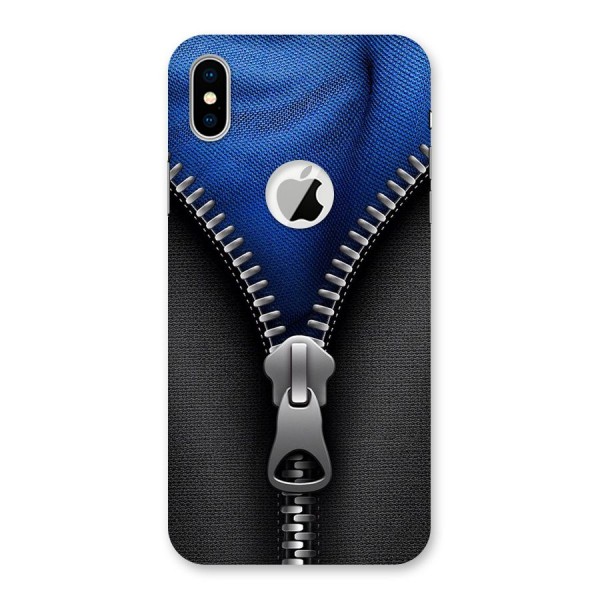 Blue Zipper Back Case for iPhone X Logo Cut