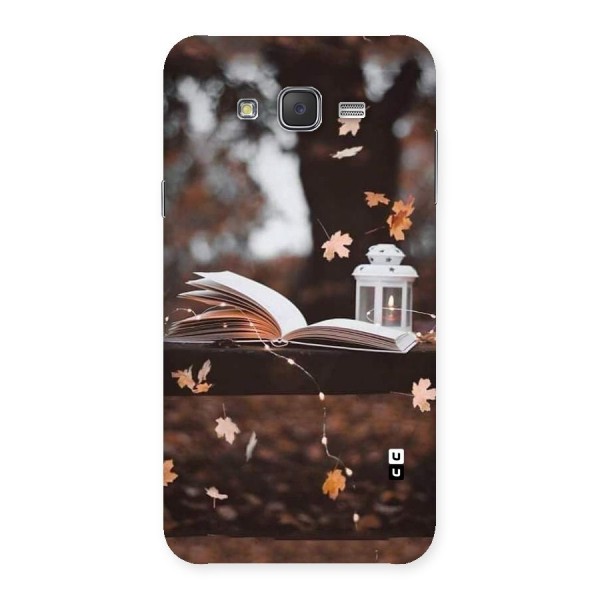 Book and Fall Leaves Back Case for Galaxy J7